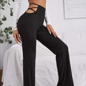 Shein solid cutout wide leg pants